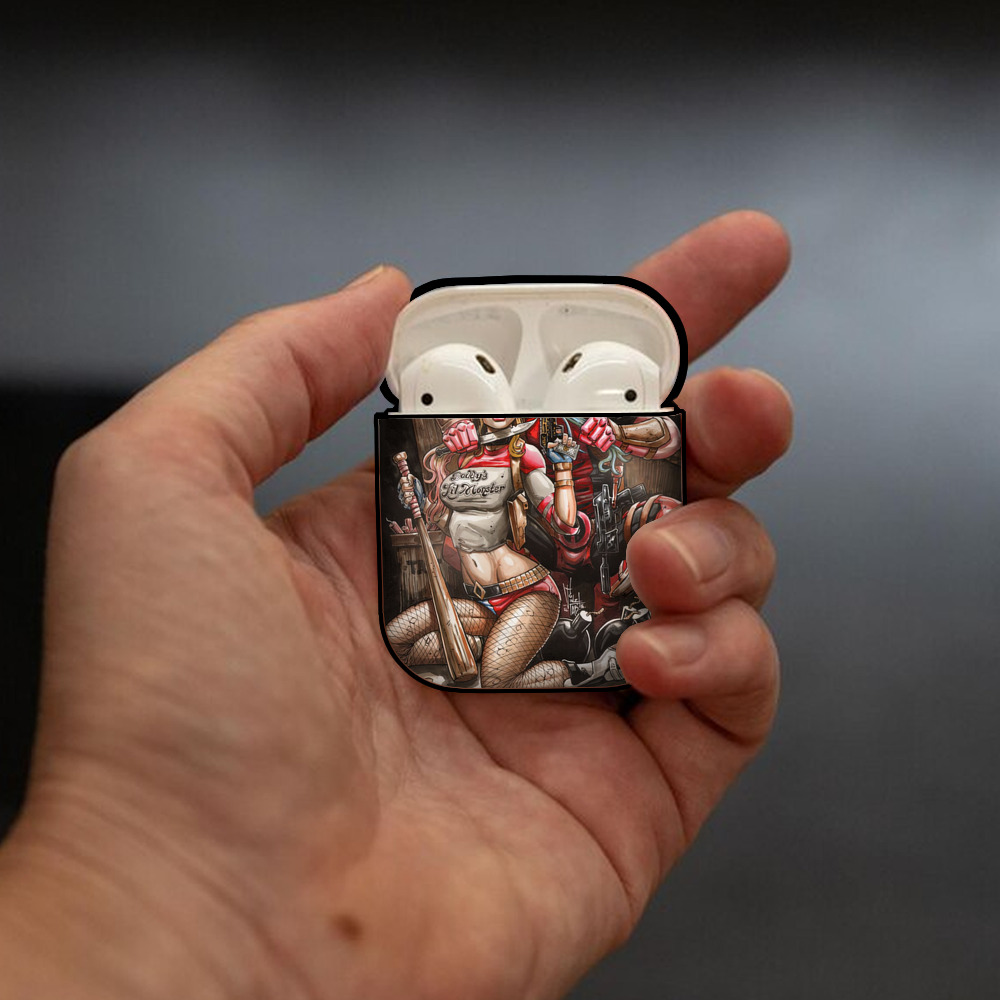 Deadpool デッドプール AirPods 第2世代保護ケース ハードシェル ブラック 耐衝撃・防指紋・カラビナ付き
