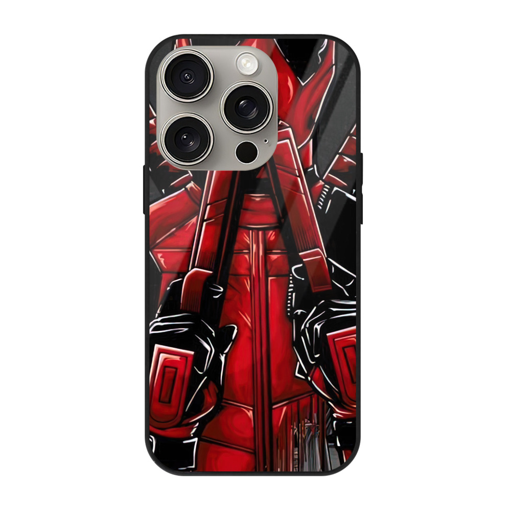 （画像用） Deadpool デッドプール 【iPhone15Pro対応】スマホケース 耐衝撃＆黄変防止 背面ガラス