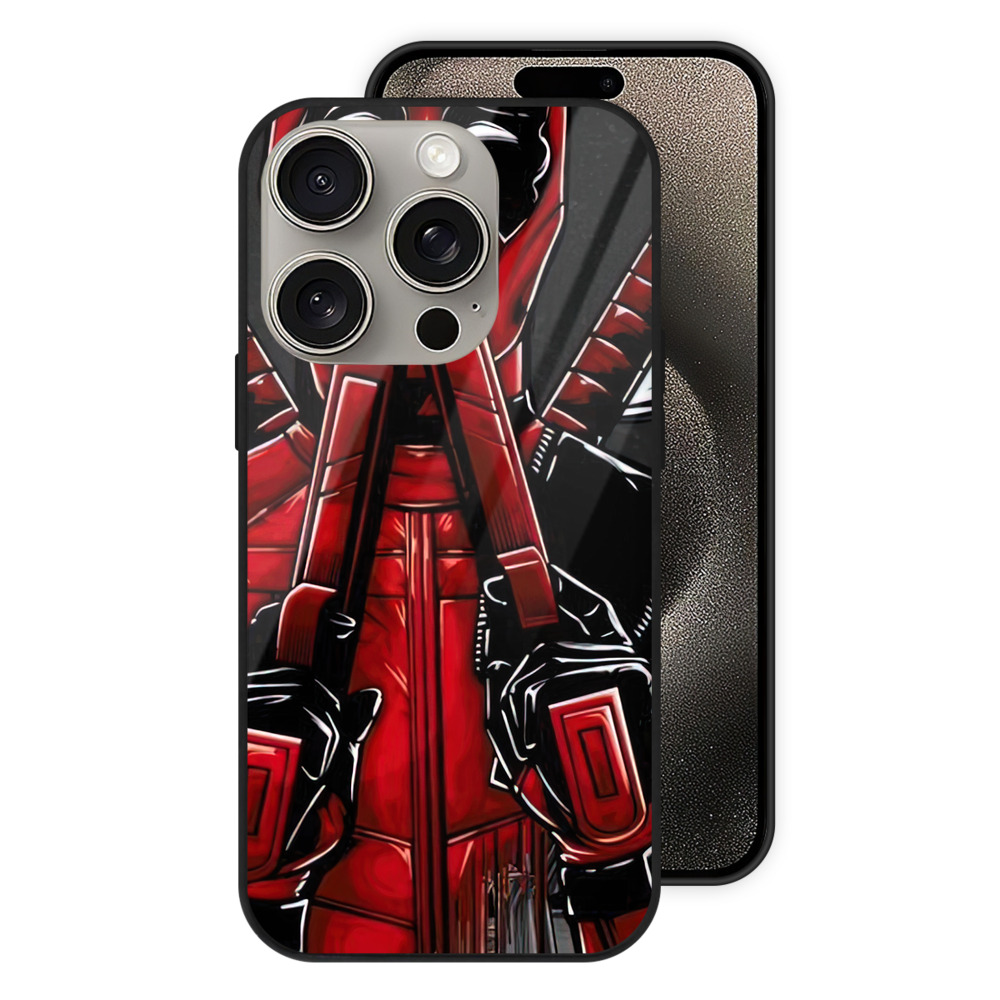 （画像用） Deadpool デッドプール 【iPhone15Pro対応】スマホケース 耐衝撃＆黄変防止 背面ガラス