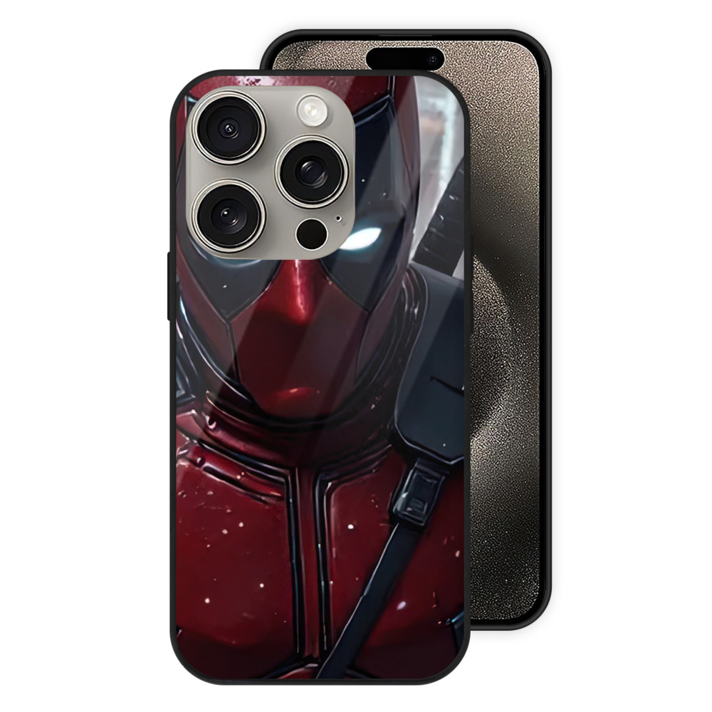 （画像用） Deadpool デッドプール 【iPhone15Pro対応】スマホケース 耐衝撃＆黄変防止 背面ガラス