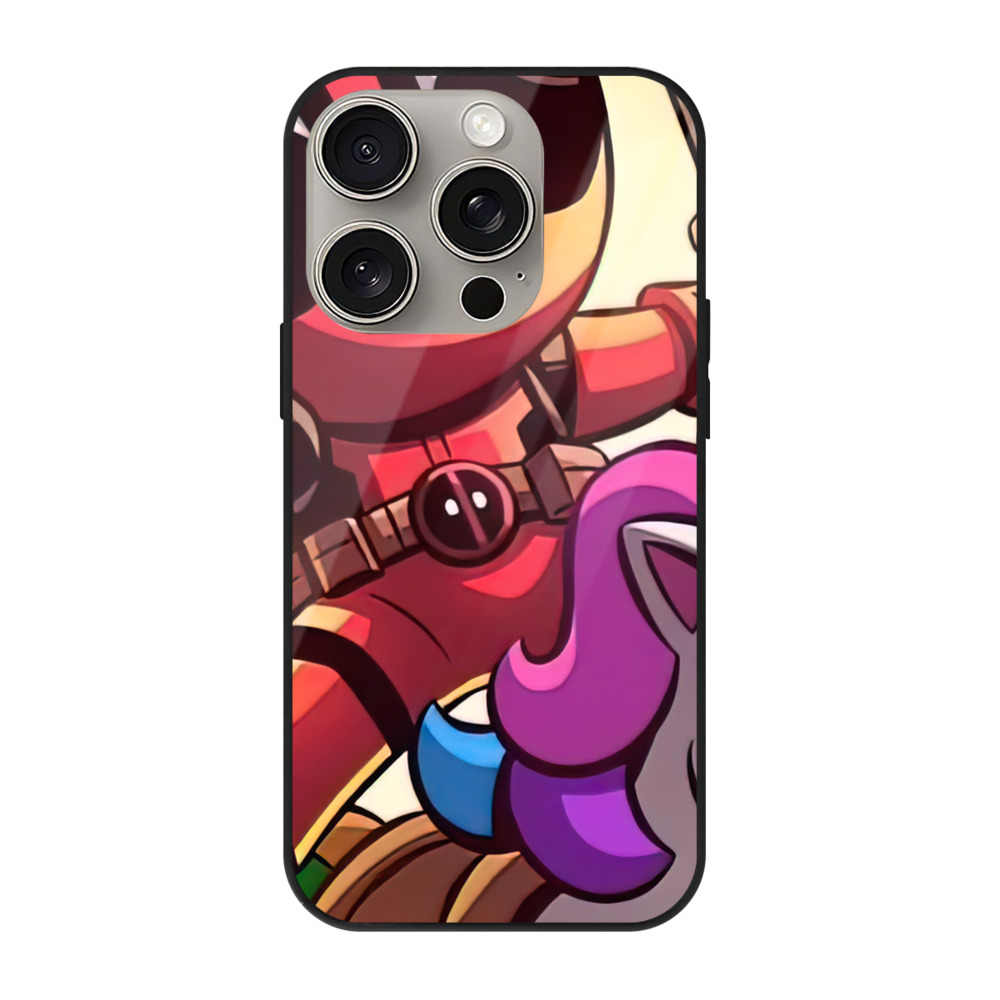 （画像用） Deadpool デッドプール 【iPhone15Pro対応】スマホケース 耐衝撃＆黄変防止 背面ガラス