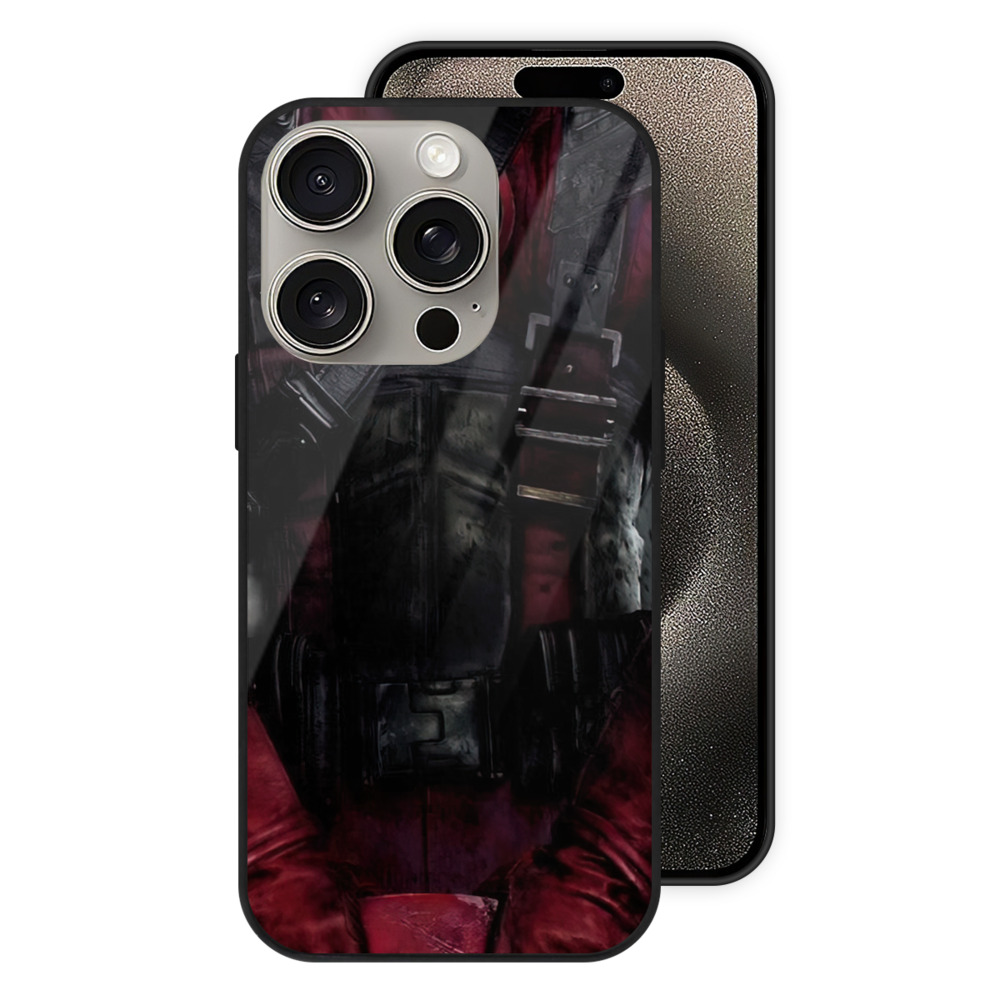 （画像用） Deadpool デッドプール 【iPhone15Pro対応】スマホケース 耐衝撃＆黄変防止 背面ガラス