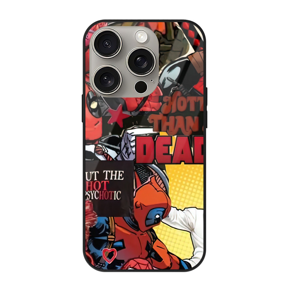 （画像用） Deadpool デッドプール 【iPhone15Pro対応】スマホケース 耐衝撃＆黄変防止 背面ガラス