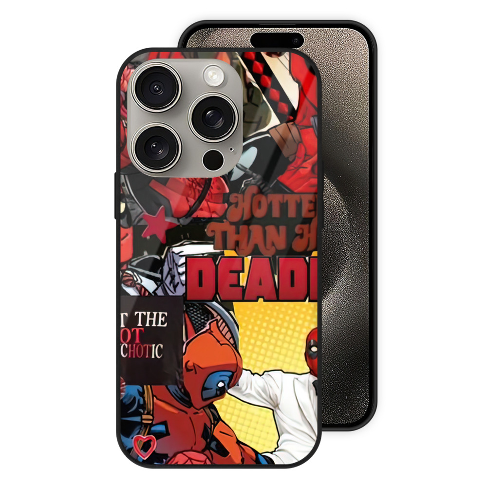 （画像用） Deadpool デッドプール 【iPhone15Pro対応】スマホケース 耐衝撃＆黄変防止 背面ガラス