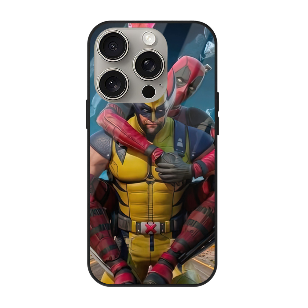 （画像用） Deadpool デッドプール 【iPhone15Pro対応】スマホケース 耐衝撃＆黄変防止 背面ガラス