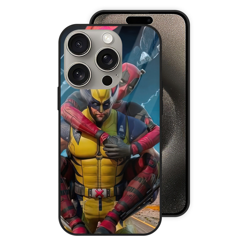 （画像用） Deadpool デッドプール 【iPhone15Pro対応】スマホケース 耐衝撃＆黄変防止 背面ガラス