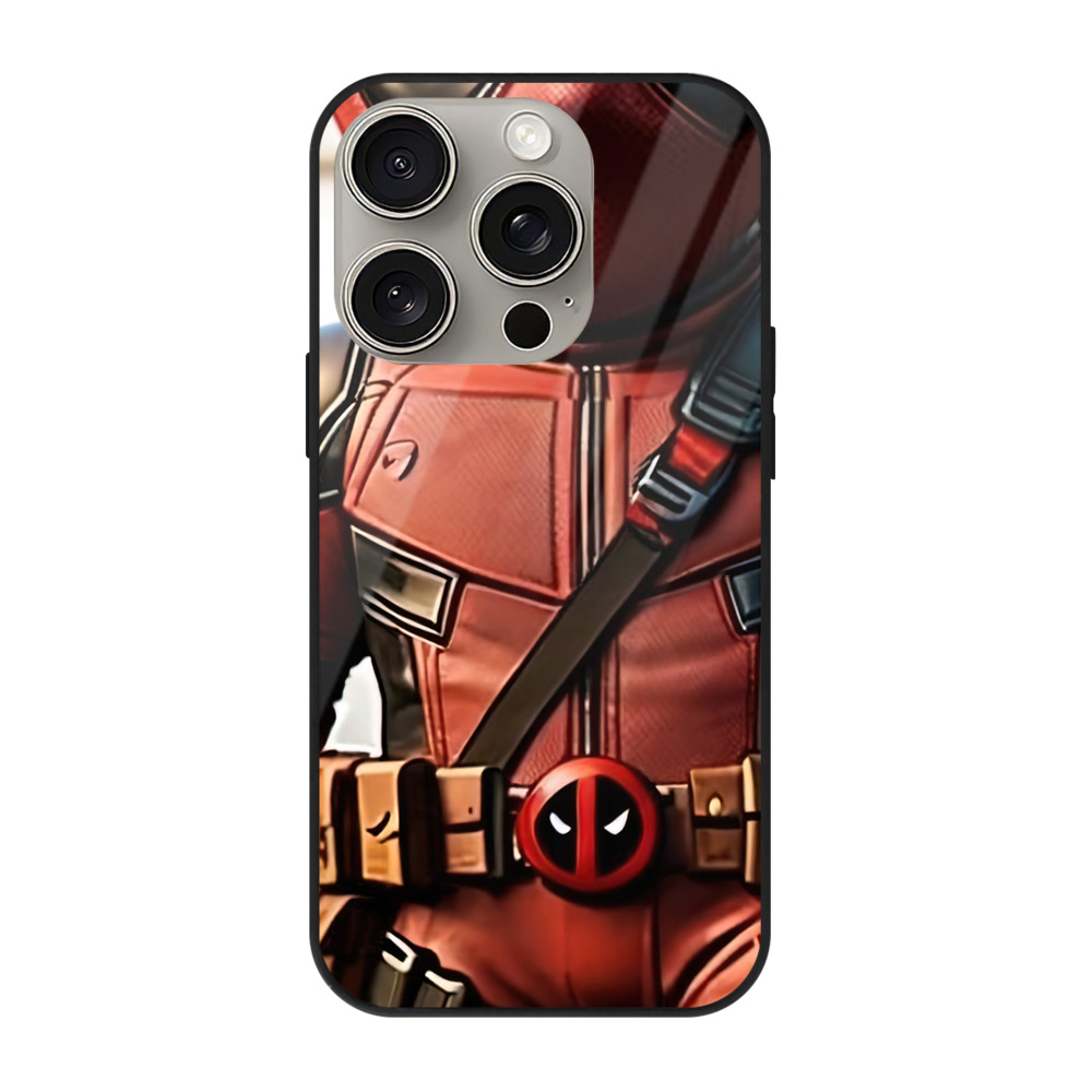 （画像用） Deadpool デッドプール 【iPhone15Pro対応】スマホケース 耐衝撃＆黄変防止 背面ガラス
