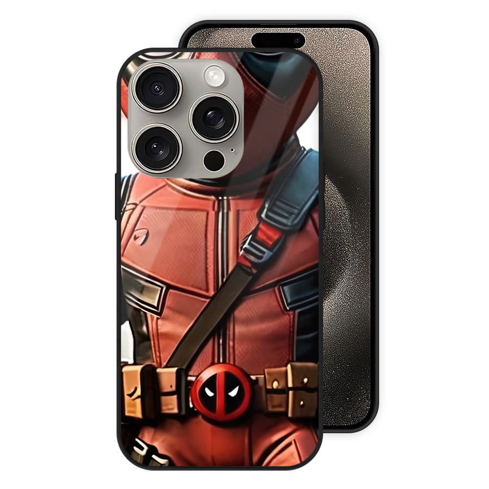 （画像用） Deadpool デッドプール 【iPhone15Pro対応】スマホケース 耐衝撃＆黄変防止 背面ガラス