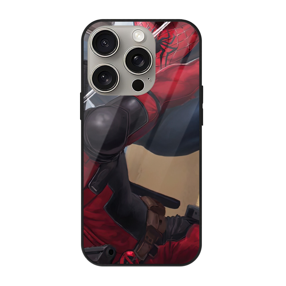 （画像用） Deadpool デッドプール 【iPhone15Pro対応】スマホケース 耐衝撃＆黄変防止 背面ガラス