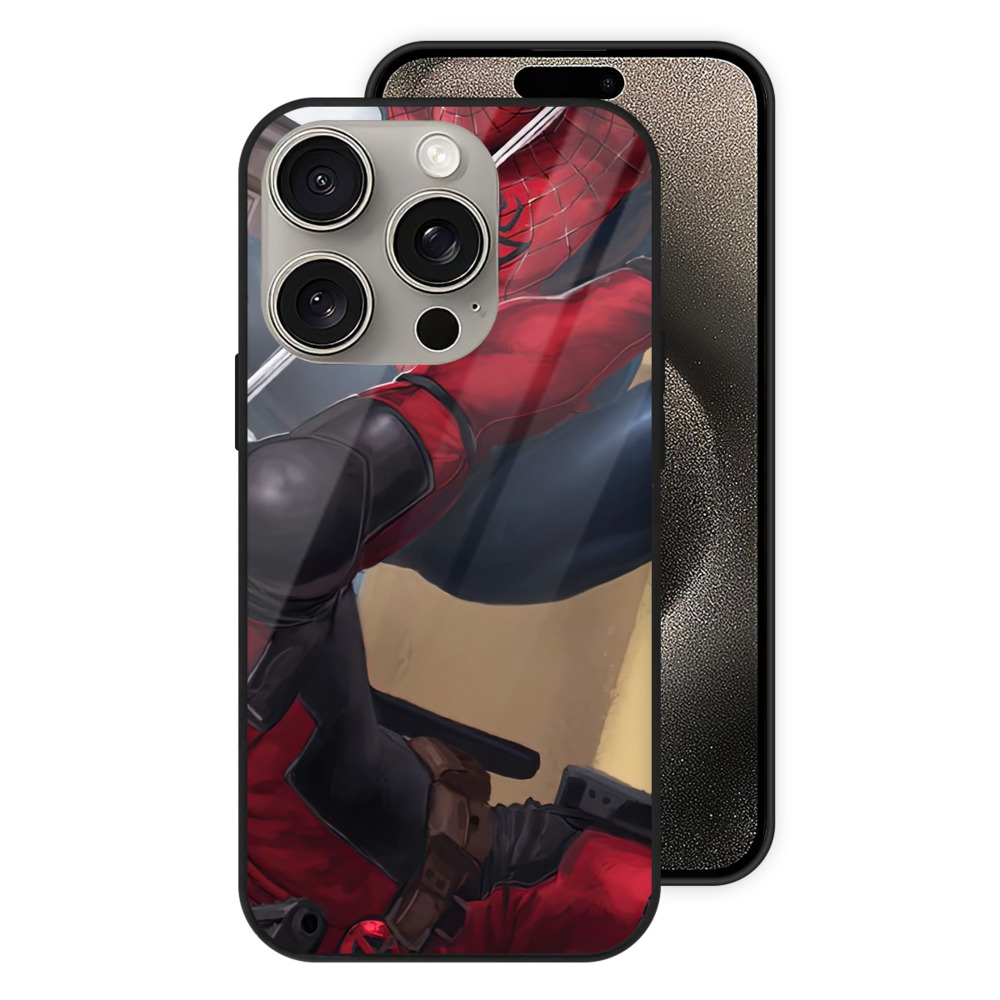 （画像用） Deadpool デッドプール 【iPhone15Pro対応】スマホケース 耐衝撃＆黄変防止 背面ガラス