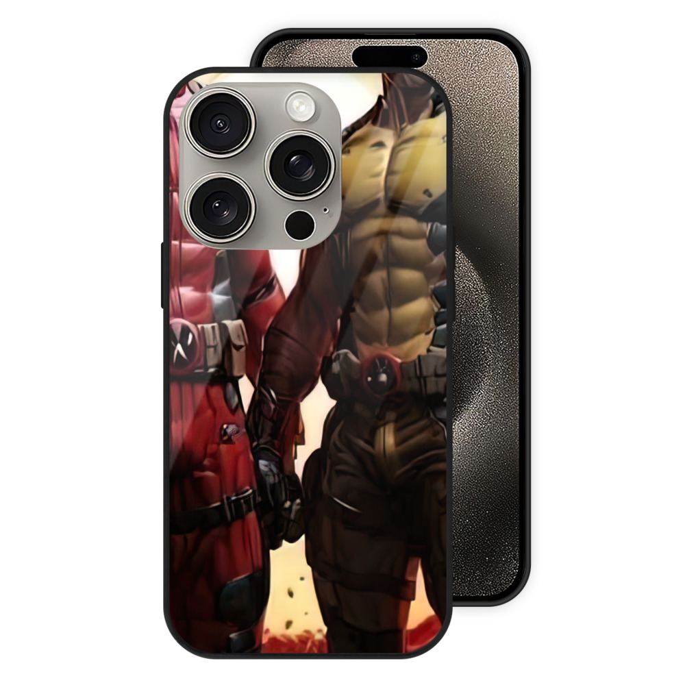 （画像用） Deadpool デッドプール 【iPhone15Pro対応】スマホケース 耐衝撃＆黄変防止 背面ガラス