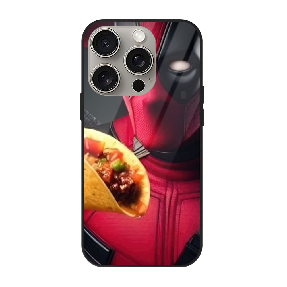 （画像用） Deadpool デッドプール 【iPhone15Pro対応】スマホケース 耐衝撃＆黄変防止 背面ガラス