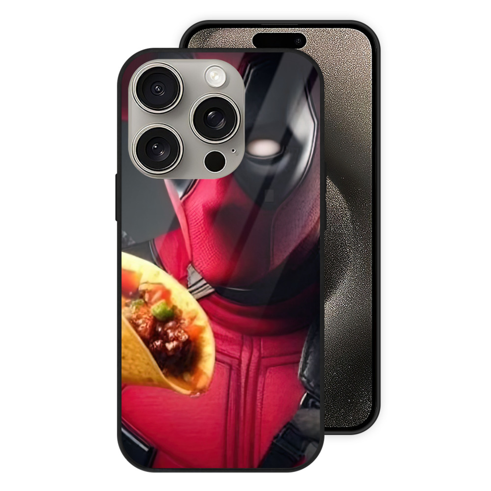 （画像用） Deadpool デッドプール 【iPhone15Pro対応】スマホケース 耐衝撃＆黄変防止 背面ガラス