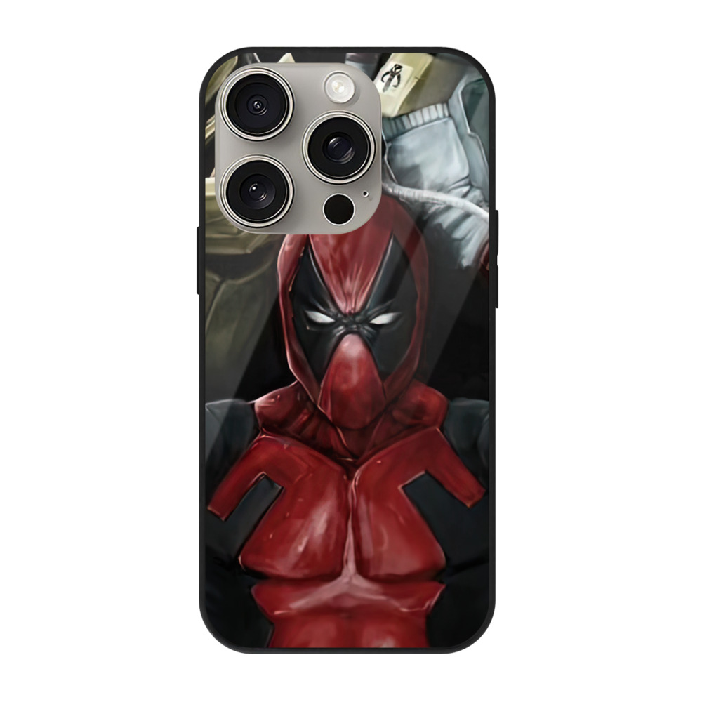 （画像用） Deadpool デッドプール 【iPhone15Pro対応】スマホケース 耐衝撃＆黄変防止 背面ガラス