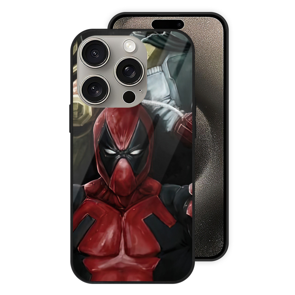 （画像用） Deadpool デッドプール 【iPhone15Pro対応】スマホケース 耐衝撃＆黄変防止 背面ガラス