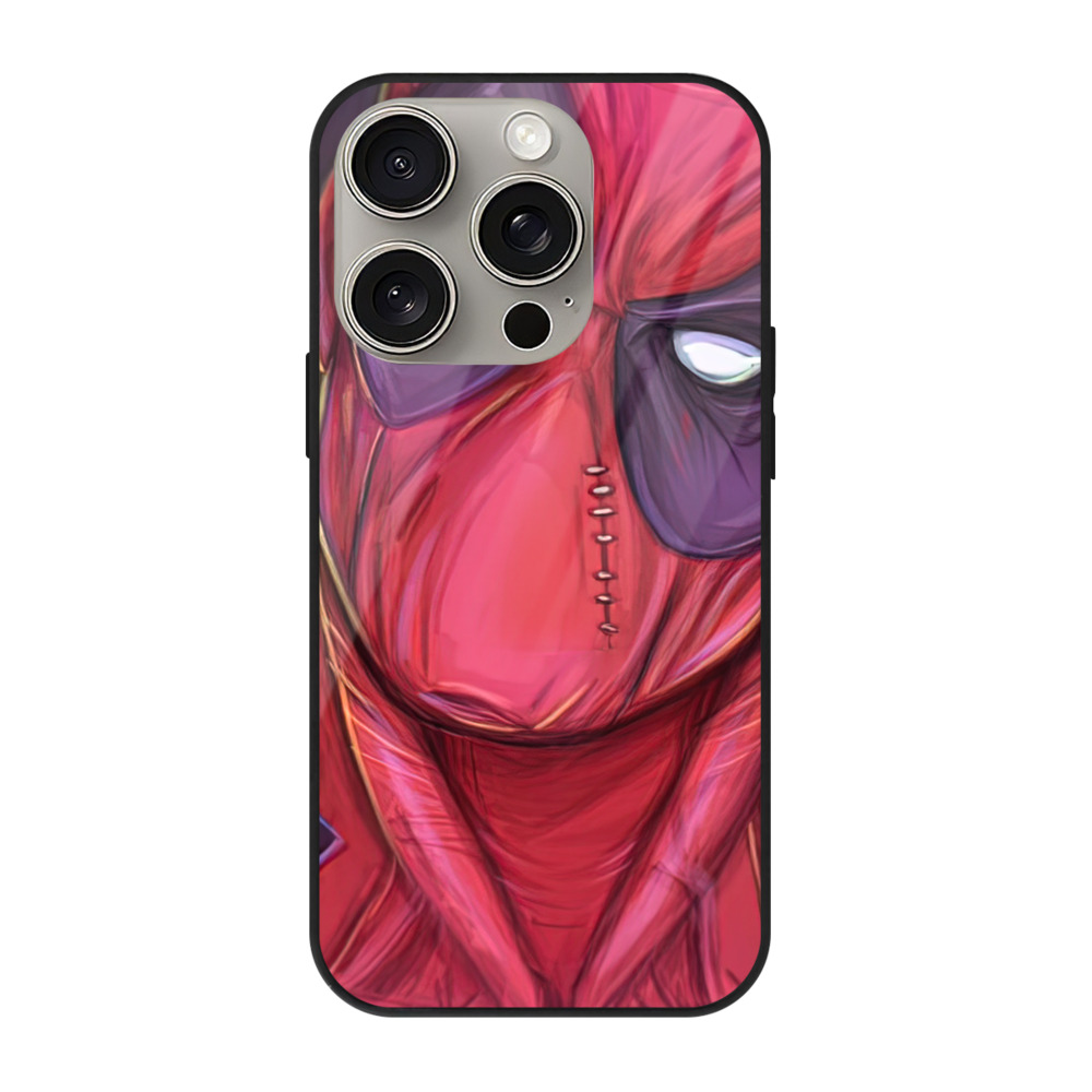 （画像用） Deadpool デッドプール 【iPhone15Pro対応】スマホケース 耐衝撃＆黄変防止 背面ガラス