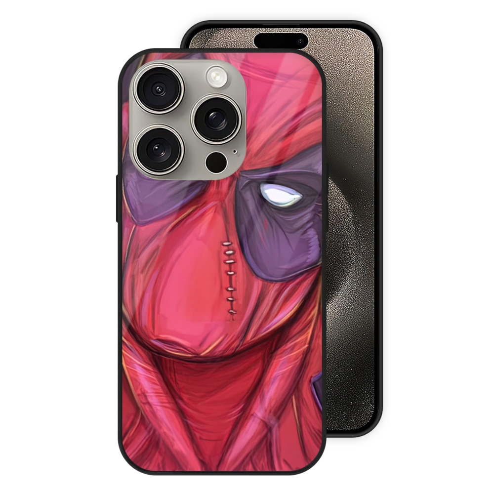 （画像用） Deadpool デッドプール 【iPhone15Pro対応】スマホケース 耐衝撃＆黄変防止 背面ガラス