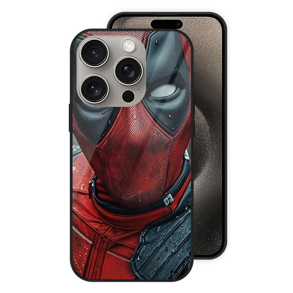 （画像用） Deadpool デッドプール 【iPhone15Pro対応】スマホケース 耐衝撃＆黄変防止 背面ガラス