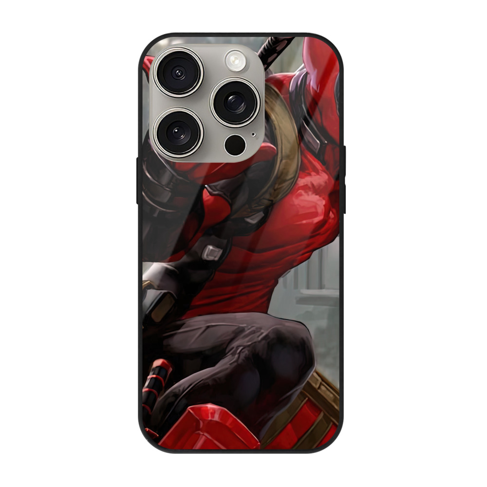 （画像用） Deadpool デッドプール 【iPhone15Pro対応】スマホケース 耐衝撃＆黄変防止 背面ガラス