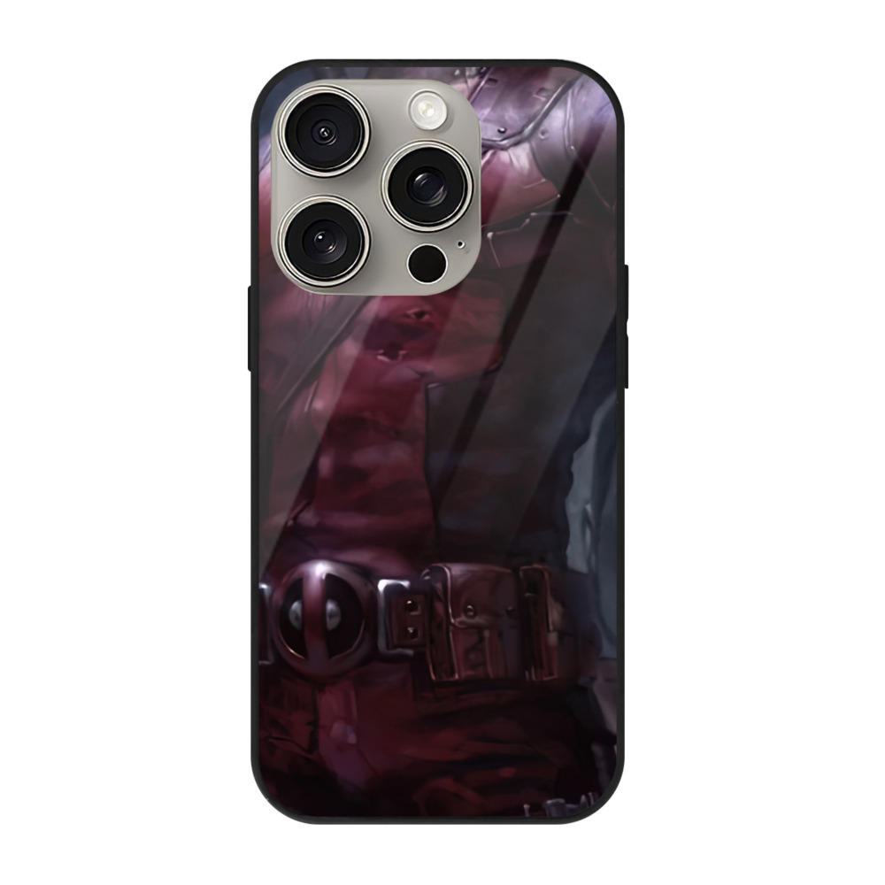 （画像用） Deadpool デッドプール 【iPhone15Pro対応】スマホケース 耐衝撃＆黄変防止 背面ガラス