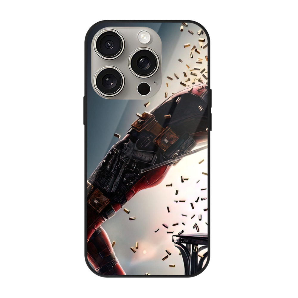 （画像用） Deadpool デッドプール 【iPhone15Pro対応】スマホケース 耐衝撃＆黄変防止 背面ガラス