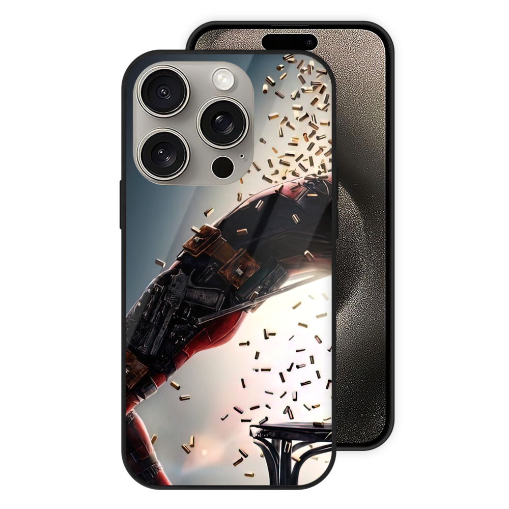 （画像用） Deadpool デッドプール 【iPhone15Pro対応】スマホケース 耐衝撃＆黄変防止 背面ガラス