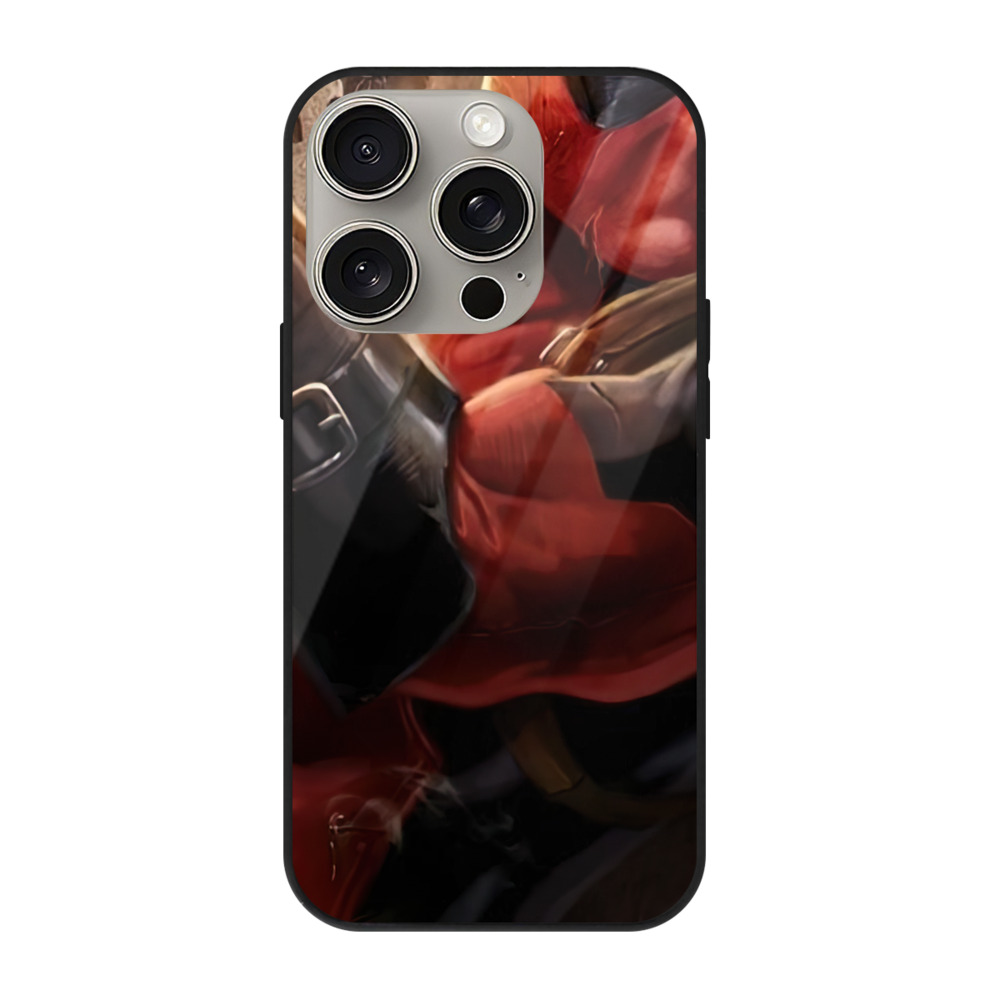 （画像用） Deadpool デッドプール 【iPhone15Pro対応】スマホケース 耐衝撃＆黄変防止 背面ガラス