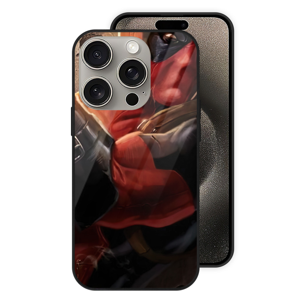 （画像用） Deadpool デッドプール 【iPhone15Pro対応】スマホケース 耐衝撃＆黄変防止 背面ガラス