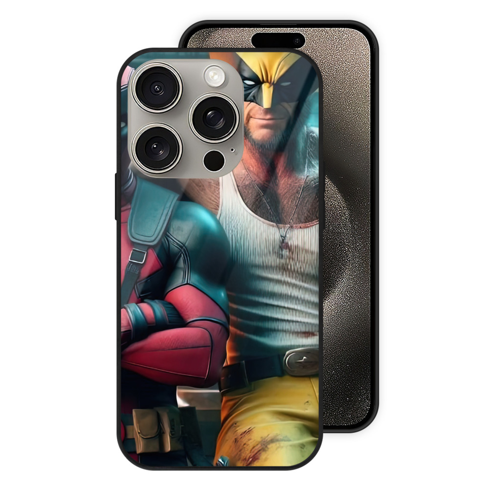 （画像用） Deadpool デッドプール 【iPhone15Pro対応】スマホケース 耐衝撃＆黄変防止 背面ガラス
