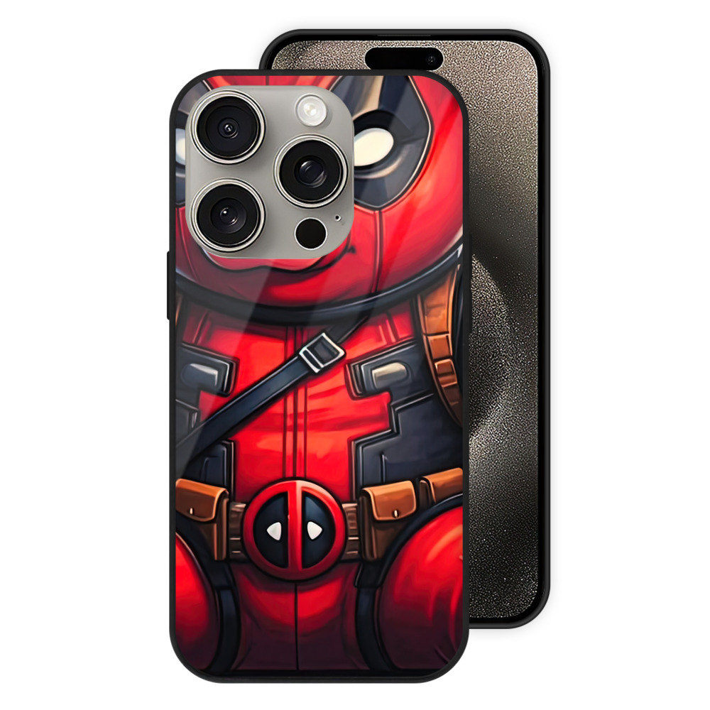 （画像用） Deadpool デッドプール 【iPhone15Pro対応】スマホケース 耐衝撃＆黄変防止 背面ガラス