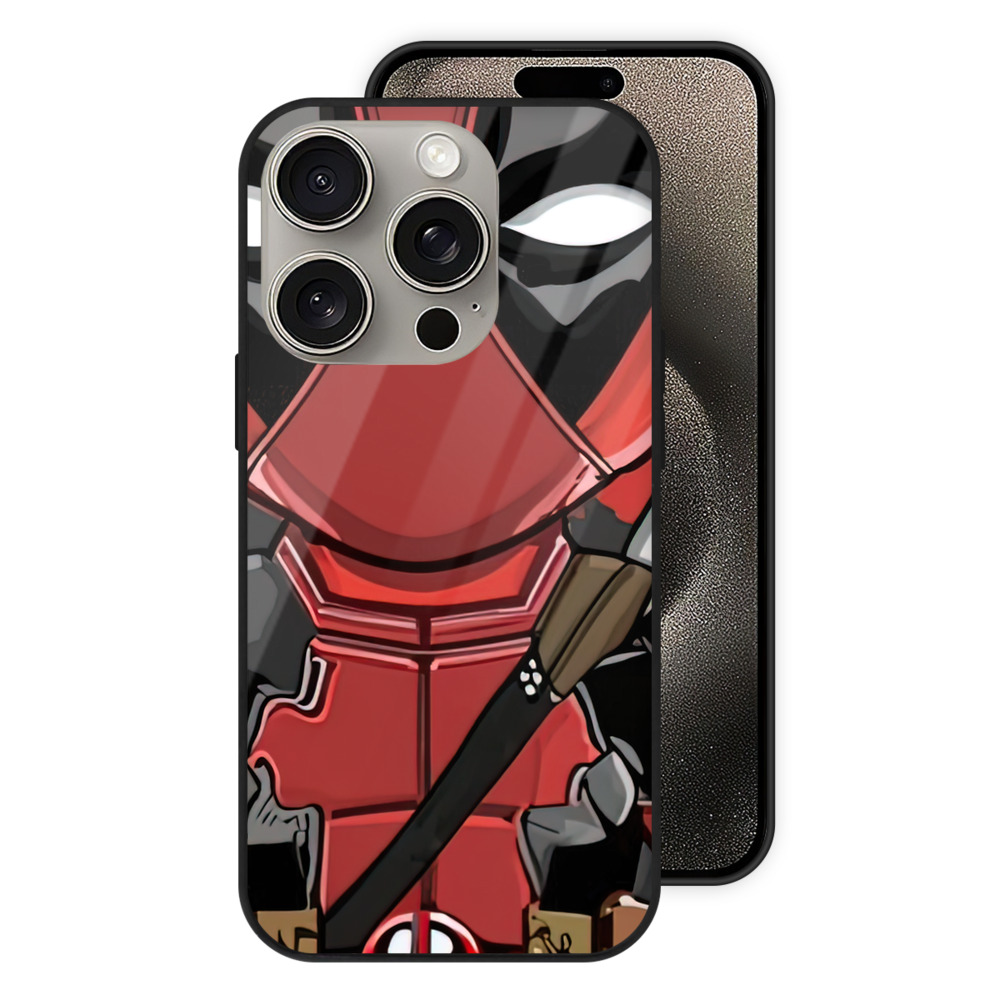 （画像用） Deadpool デッドプール 【iPhone15Pro対応】スマホケース 耐衝撃＆黄変防止 背面ガラス