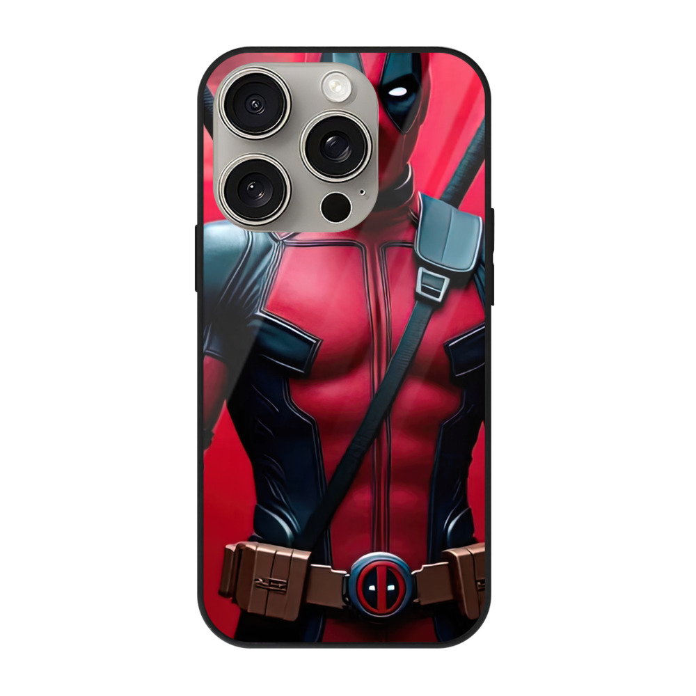 （画像用） Deadpool デッドプール 【iPhone15Pro対応】スマホケース 耐衝撃＆黄変防止 背面ガラス