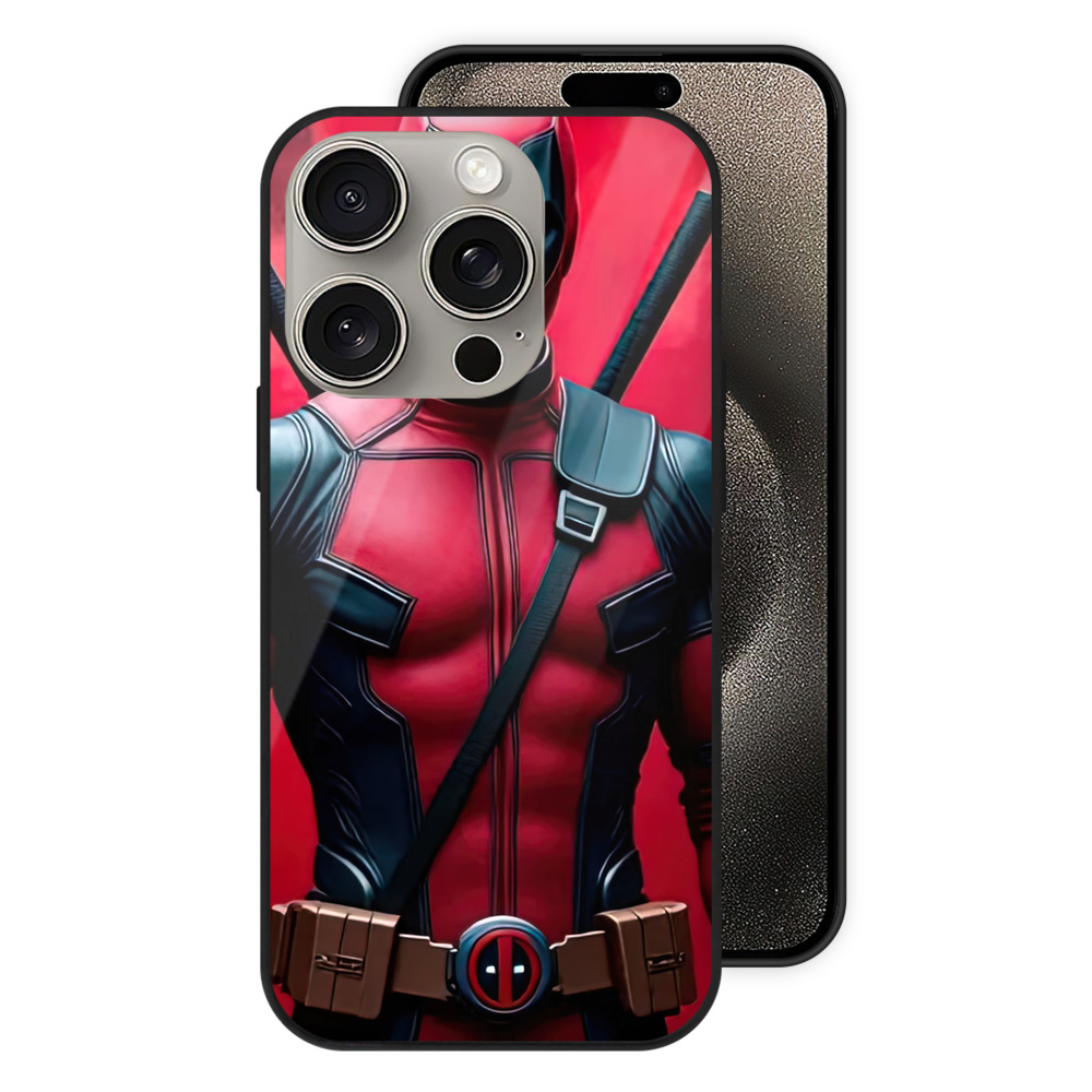 （画像用） Deadpool デッドプール 【iPhone15Pro対応】スマホケース 耐衝撃＆黄変防止 背面ガラス