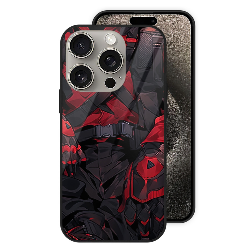 （画像用） Deadpool デッドプール 【iPhone15Pro対応】スマホケース 耐衝撃＆黄変防止 背面ガラス
