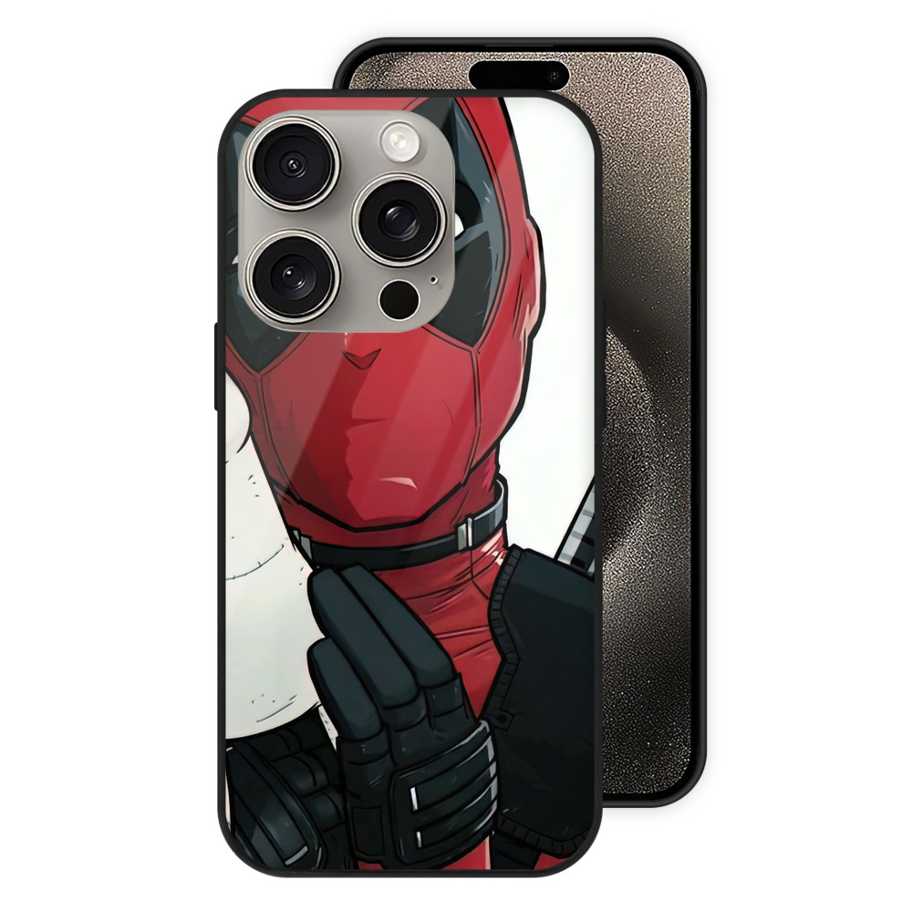 （画像用） Deadpool デッドプール 【iPhone15Pro対応】スマホケース 耐衝撃＆黄変防止 背面ガラス