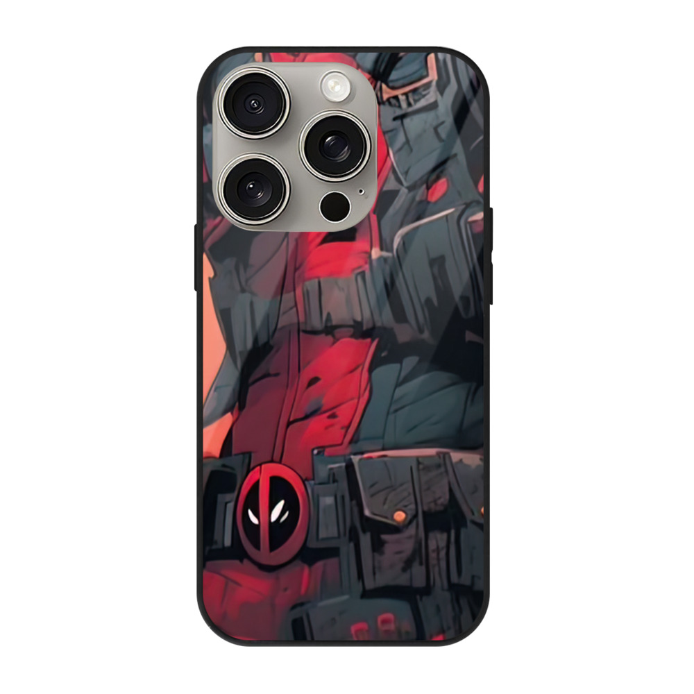 （画像用） Deadpool デッドプール 【iPhone15Pro対応】スマホケース 耐衝撃＆黄変防止 背面ガラス