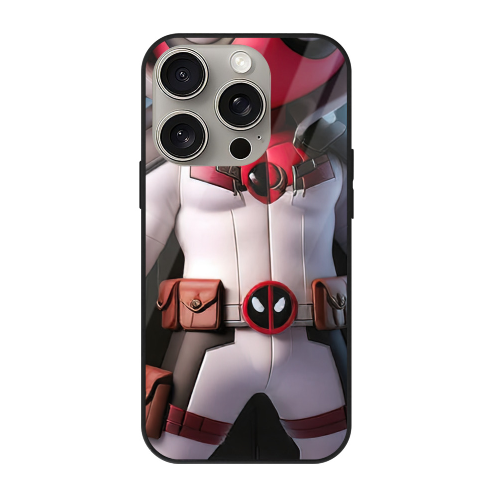 （画像用） Deadpool デッドプール 【iPhone15Pro対応】スマホケース 耐衝撃＆黄変防止 背面ガラス