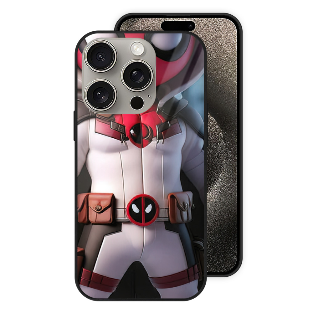 （画像用） Deadpool デッドプール 【iPhone15Pro対応】スマホケース 耐衝撃＆黄変防止 背面ガラス