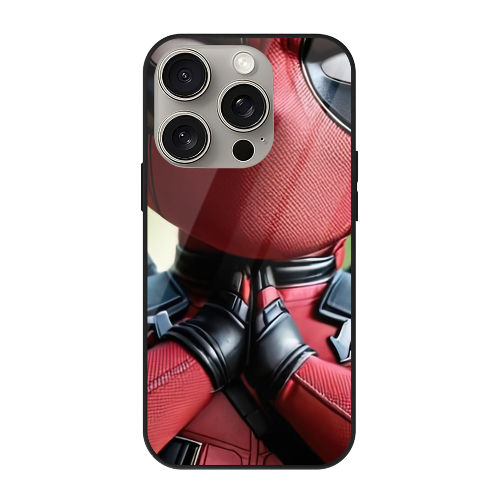 （画像用） Deadpool デッドプール 【iPhone15Pro対応】スマホケース 耐衝撃＆黄変防止 背面ガラス