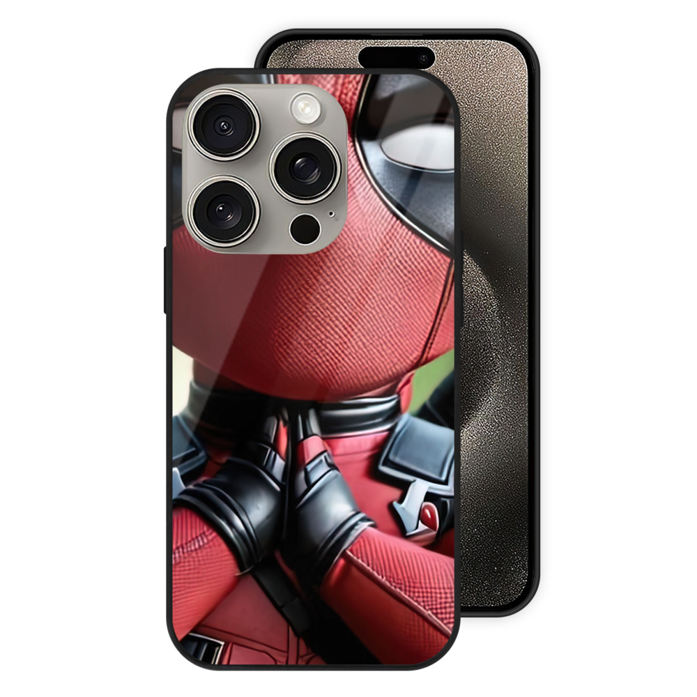 （画像用） Deadpool デッドプール 【iPhone15Pro対応】スマホケース 耐衝撃＆黄変防止 背面ガラス
