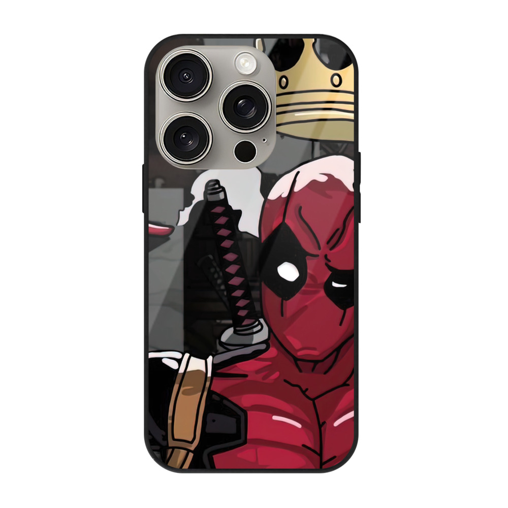 （画像用） Deadpool デッドプール 【iPhone15Pro対応】スマホケース 耐衝撃＆黄変防止 背面ガラス