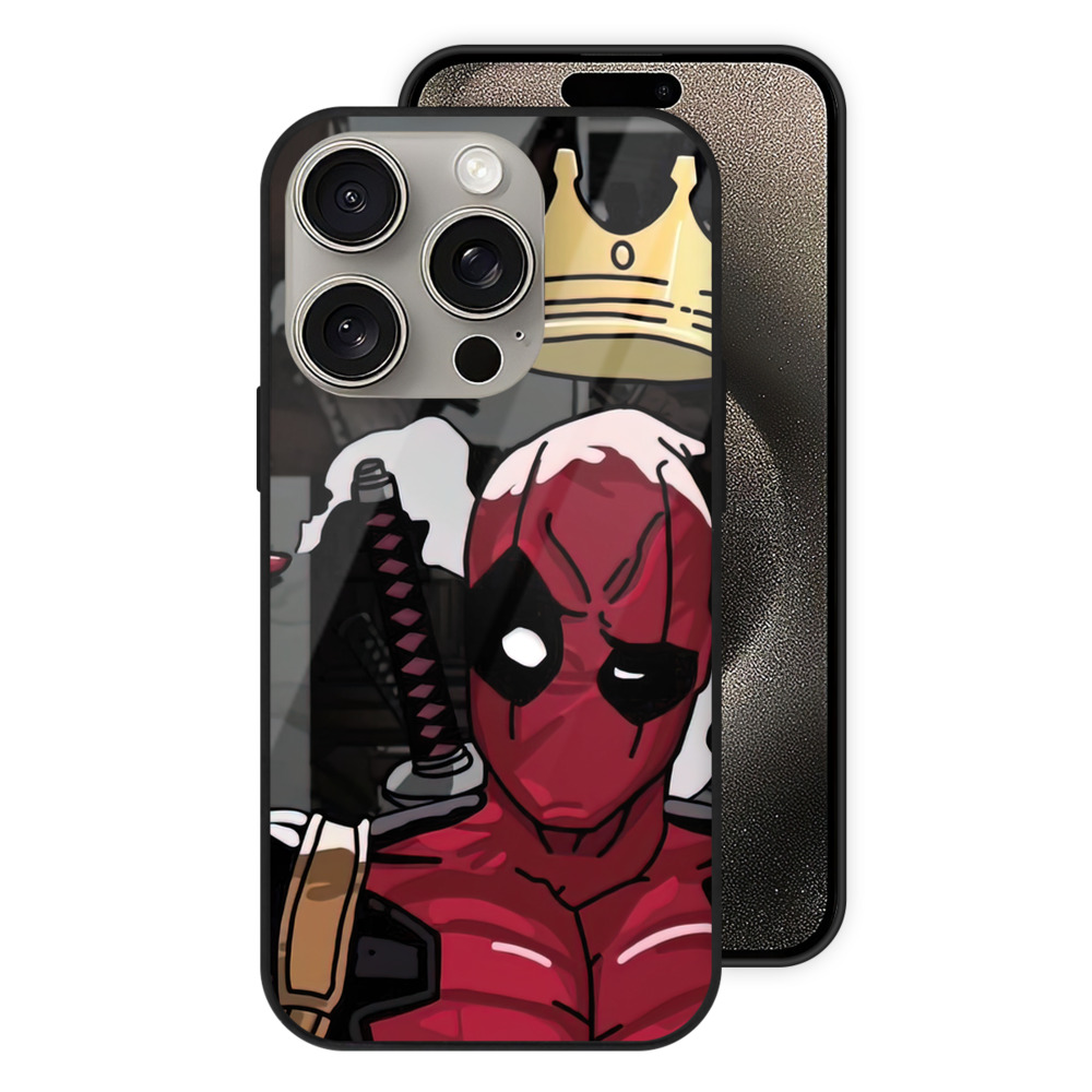 （画像用） Deadpool デッドプール 【iPhone15Pro対応】スマホケース 耐衝撃＆黄変防止 背面ガラス