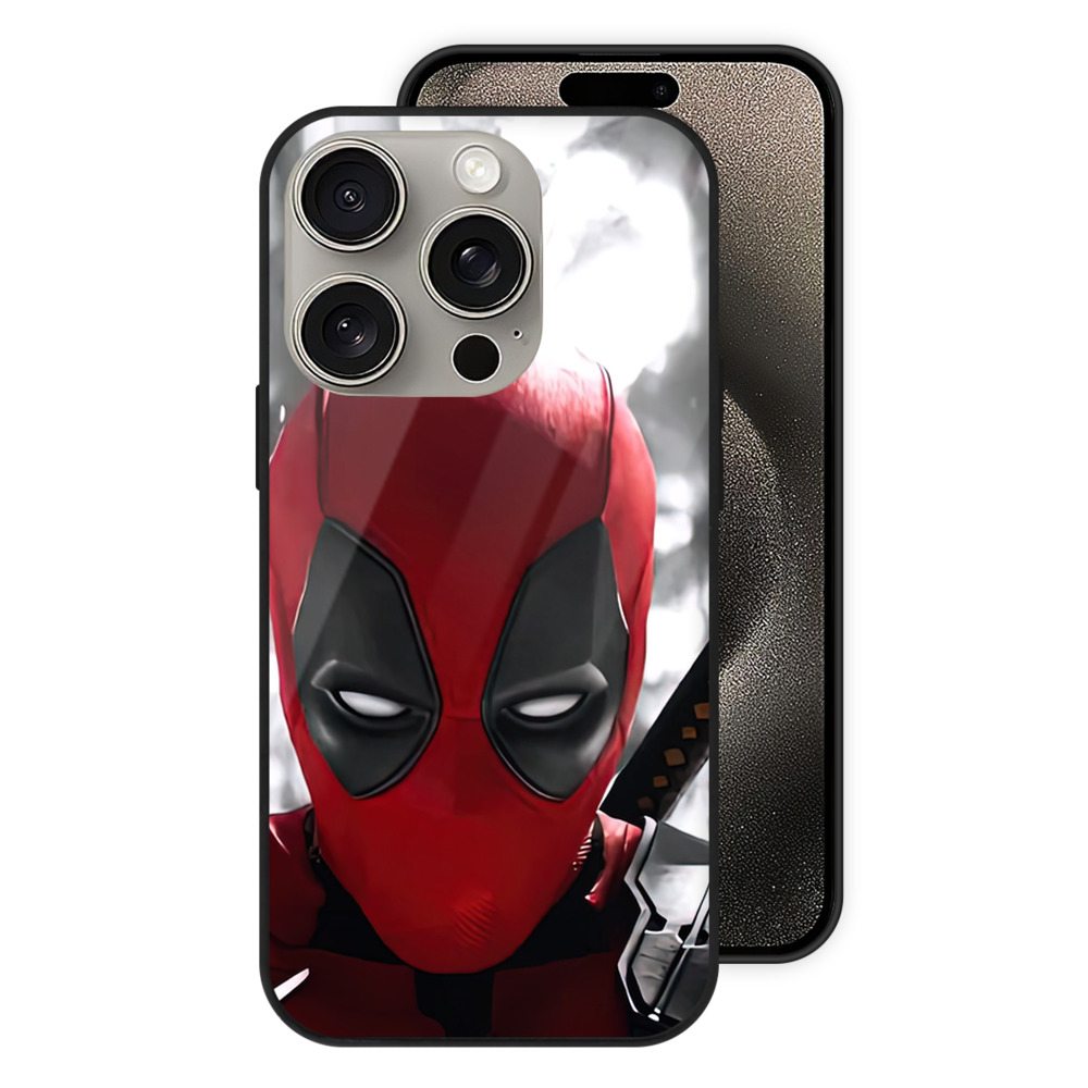（画像用） Deadpool デッドプール 【iPhone15Pro対応】スマホケース 耐衝撃＆黄変防止 背面ガラス