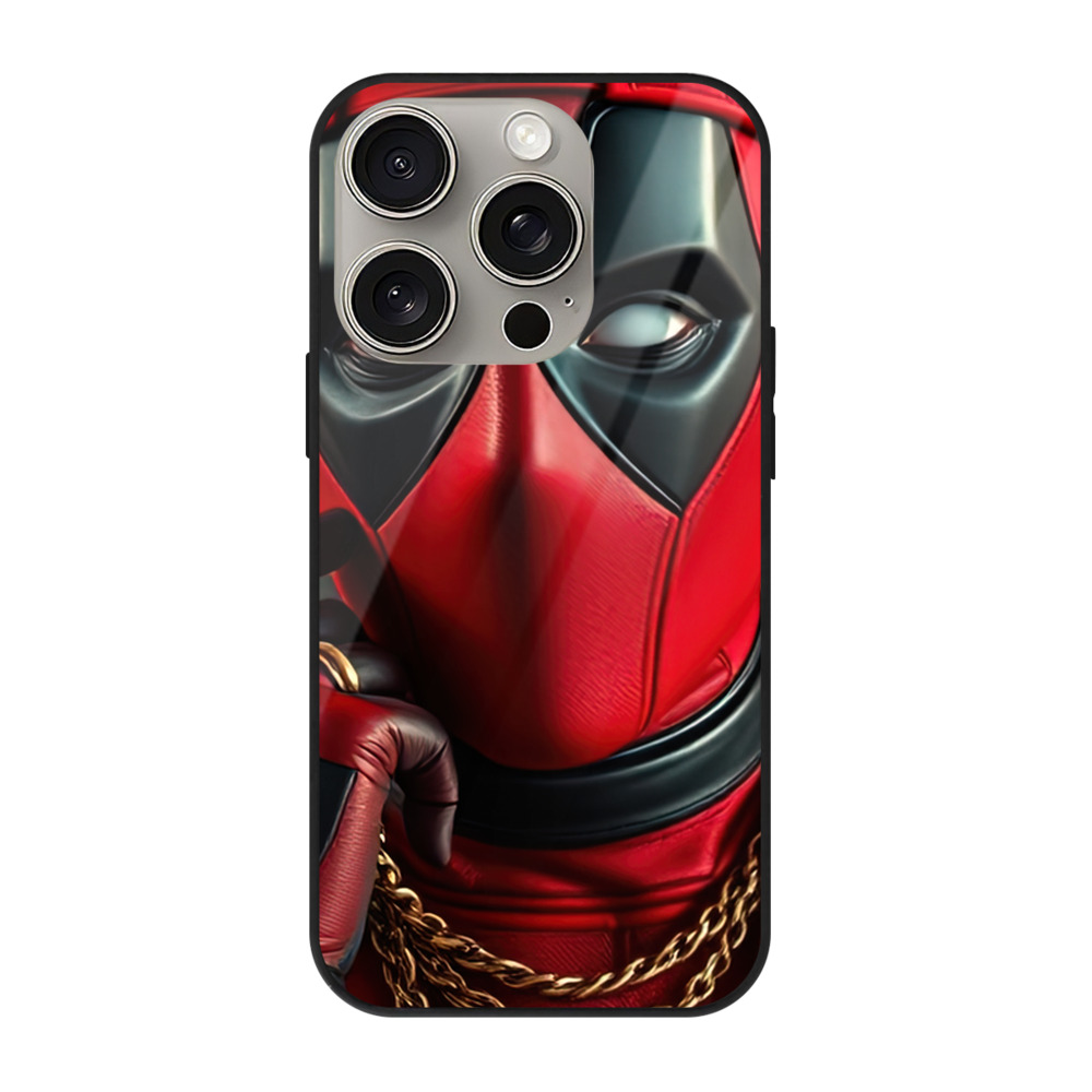 （画像用） Deadpool デッドプール 【iPhone15Pro対応】スマホケース 耐衝撃＆黄変防止 背面ガラス