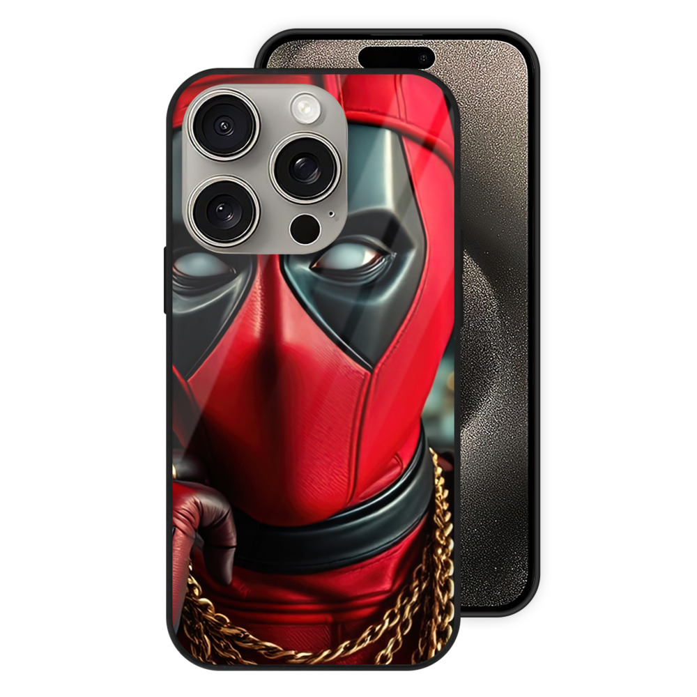 （画像用） Deadpool デッドプール 【iPhone15Pro対応】スマホケース 耐衝撃＆黄変防止 背面ガラス