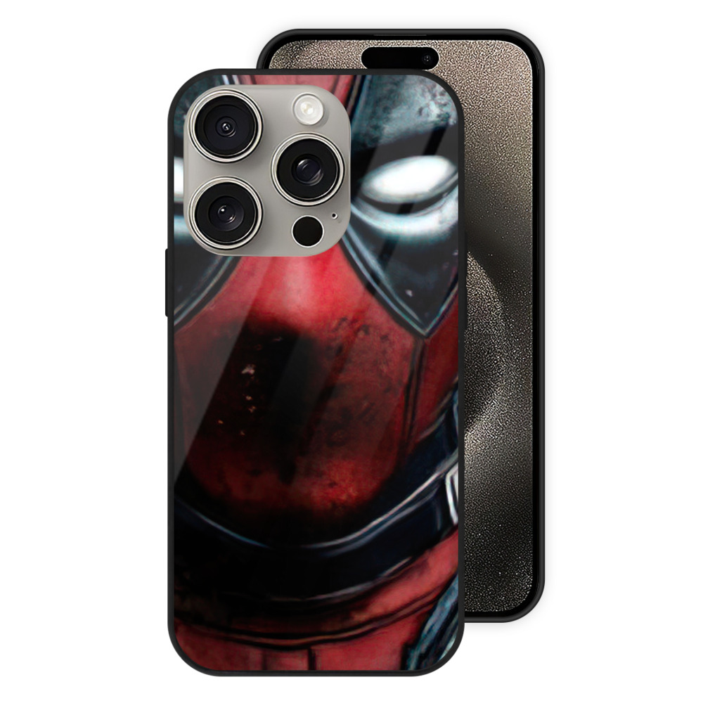 （画像用） Deadpool デッドプール 【iPhone15Pro対応】スマホケース 耐衝撃＆黄変防止 背面ガラス