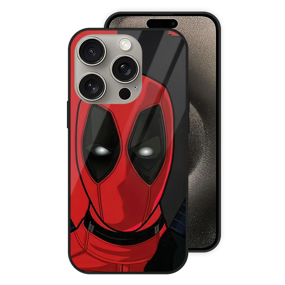 （画像用） Deadpool デッドプール 【iPhone15Pro対応】スマホケース 耐衝撃＆黄変防止 背面ガラス
