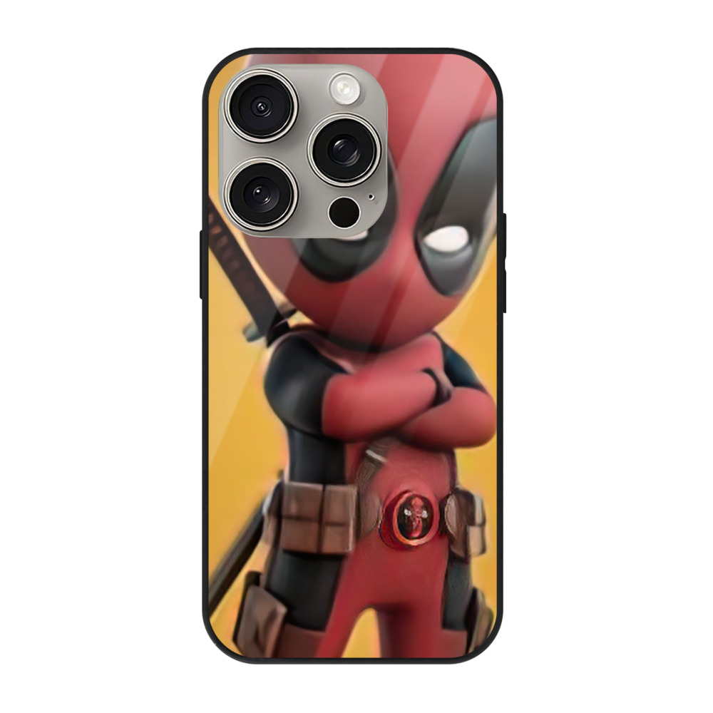（画像用） Deadpool デッドプール 【iPhone15Pro対応】スマホケース 耐衝撃＆黄変防止 背面ガラス