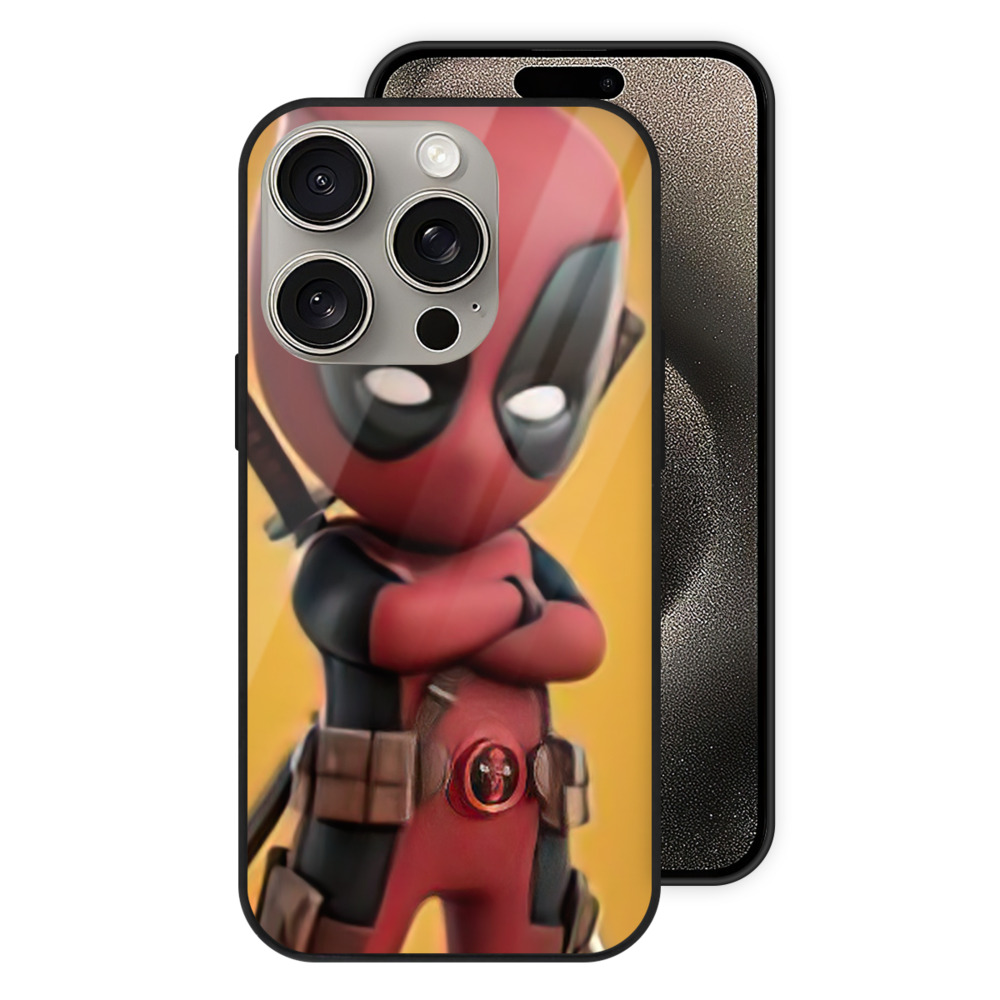 （画像用） Deadpool デッドプール 【iPhone15Pro対応】スマホケース 耐衝撃＆黄変防止 背面ガラス