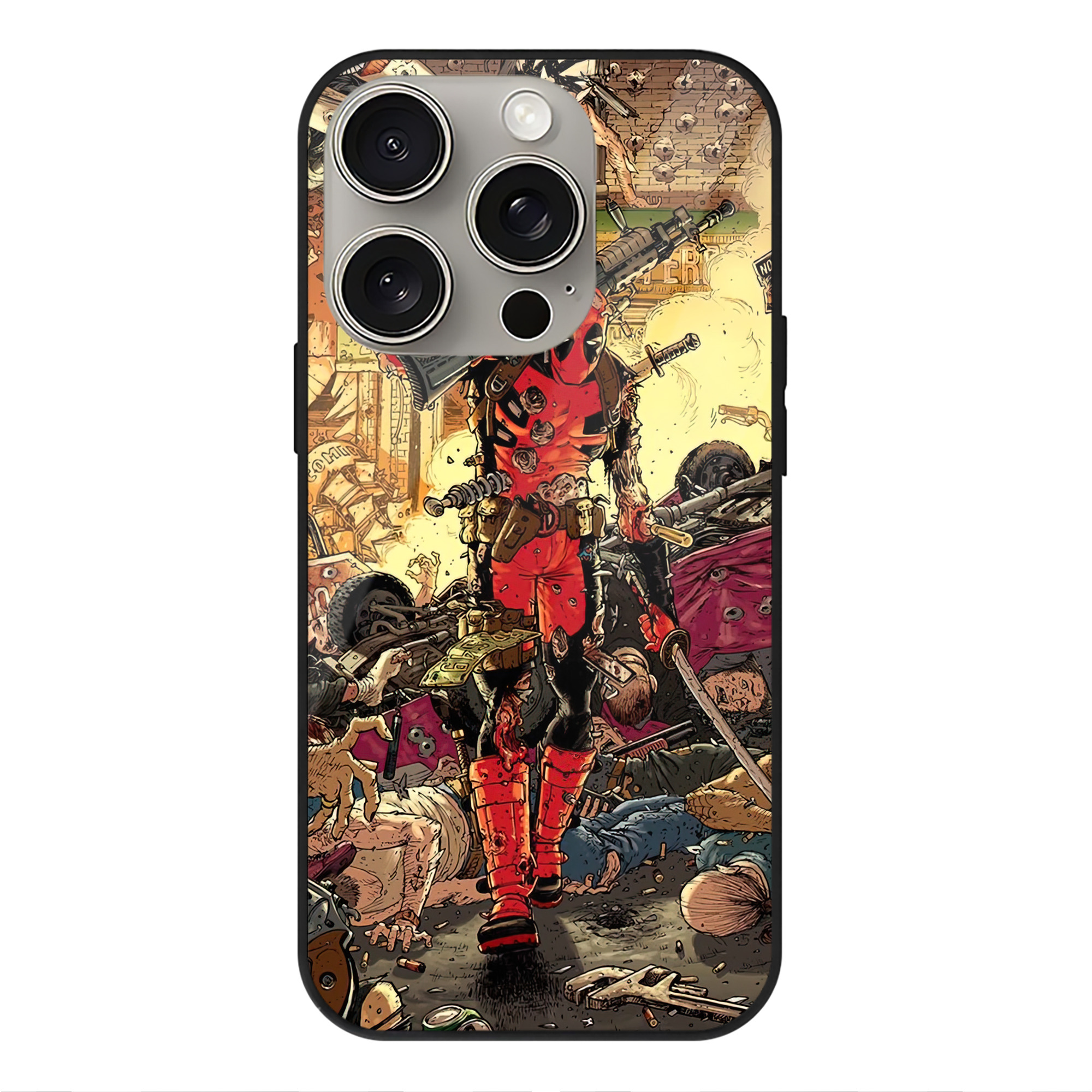 （画像用） Deadpool デッドプール 【iPhone15Pro対応】スマホケース 耐衝撃＆黄変防止 背面ガラス